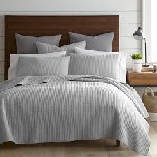 Linen bedding set in light gray. Levtex Home Cross Stitch Quilt Set 100 Cotton Twin Quilt 68x86in 1 Standard Shams 26x20in Light Grey Walmart Com Walmart Com