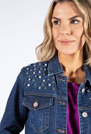 Pamela Scott Pearl Beaded Denim Jacket