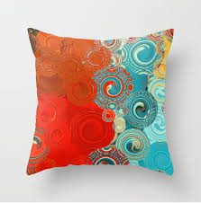 Throw Pillow Red Blue Yellow Swirls Colorful Scatter Etsy Colorful Throw Pillows Red Throw Pillows Decorative Throw Pillows