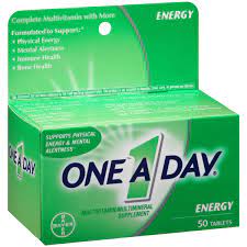 Keep yourself healthy with one a day vitamins. One A Day Energy Multivitamin Supplement Including Caffeine Vitamins A C E B1 B2 B6 B12 Calcium And Vitamin D 50 Ct Walmart Com Walmart Com