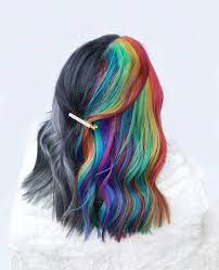 The rainbow hair trend isn't going anywhere. Black And Rainbow Hair Rainbow Dyed Hair Vivid Hair Color Rainbow Hair Color