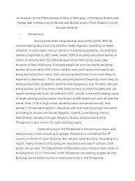 This sample essay was written to highlight the social media bullying epidemic, offering advice on how to prevent continued attacks. True Introduction Bullying Cyberbullying