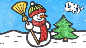 Today i am drawing how to draw a christmas tree step by step doodle art on paper for kids learning drawing for kids like share. Drawing Glitter Snowman Christmas Tree Scene Painting For Kids Watercolor Paints For Children Youtube
