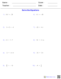 One and two step equations worksheet thekidsworksheet. Pre Algebra Worksheets Equations Worksheets Algebra Worksheets Pre Algebra Worksheets Algebra Equations Worksheets