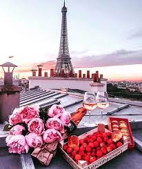 paris evenings tag who you would share this with feelgood vibes paris eiffeltower flowers peonies wine datenigh paris paris travel beautiful places