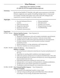 satellite tv installer resume example