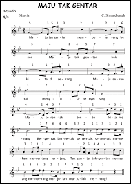 Maju tak gentar adalah lagu yang memiliki birama. Lirik Lagu Maju Tak Gentar
