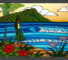 hula girl ヘザーブラウン ハワイアンアート サーフアート
