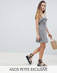 Buy asos petite drop arm hole collar dress at asos. Asos Design Petite Gingham Mini Dress Asos