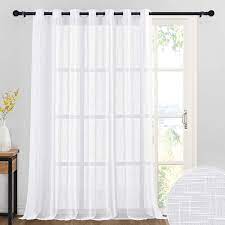 Check spelling or type a new query. Amazon Com Ryb Home White Curtain Sheers Linen Texture Large Window Curtain For Patio Sliding Glass Door Extra Wide Semi Transparent Privacy Shades For Living Room Bedroom Sunroom 100 X 95 Inch Kitchen