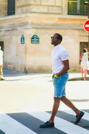 Black And White Shorts Outfit Men Men S White Short Sleeve Shirt Light Blue Denim Shorts Black Leather Brogues Black Sunglasses Black Brogues Brogues Men Brogues Outfit