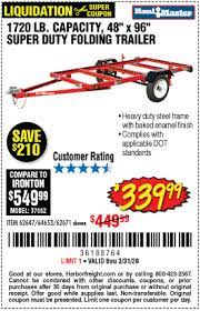 Haul master folding trailer completed | kayak trailer. Haul Master 1720 Lb Capacity 48 In X 96 In Super Duty Folding Trailer For 339 99 Harbor Freight Coupons