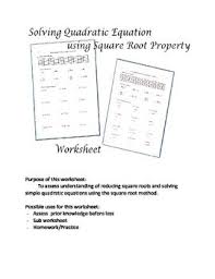 This is a math pdf printable activity sheet with several exercises. Worksheet Solving Quadratic Equations Using Square Root Method Quadratics Solving Quadratic Equations Quadratic Equation