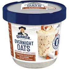 Overnight oats are raw rolled oats that have been soaked overnight with milk with a handful of other ingredients. Overnight Oats Toasted Coconut Almond Crunch Quaker Oats