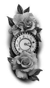 Clock Tattoos Clock Tattoos Black And Gray Tattoos Tattoos Pocket Watch Tattoos Grey Tattoo Portrai Clock Tattoo Design Clock And Rose Tattoo Rose Clock Tattoo