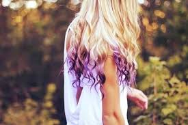 Curly Blonde Purple Tips Dip Dye Hair Dye My Hair Hair Styles