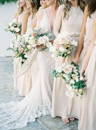 Bridal Glam Meets Organic Florals In This Italian Inspired Wedding Peach Bridesmaid Dresses Neutral Bridesmaid Dresses Wedding Dress Train