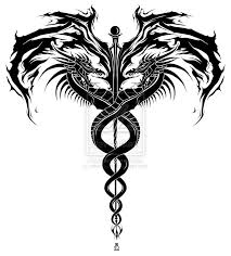 Dragon Caduceus By Erlondeiel On Deviantart Tribal Dragon Tattoos Caduceus Tattoo Medical Tattoo