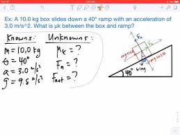 When an object is in motion, the resisting force will try to stop the motion of the object. How To Solve Coefficient Of Friction Down A Ramp Youtube