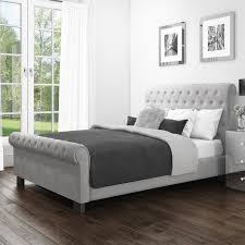 Their modern look will suit any style of bedroom, adding a touch of elegance and class. Safina Roll Top Double Sleigh Bed In Grey Velvet Furniture123