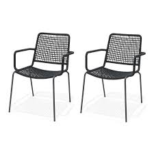 99% on time shipping · easy returns · 5% rewards with club o Amazonia Rhine Black Stacking Metal Outdor Dining Chair Hd Ober2bk The Home Depot Outdoor Dining Chairs Patio Dining Stacking Dining Chair