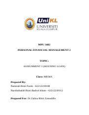 Personal loan does not require any collateral or security and can be obtained with minimal documentation. Assignment 3 Housing Loan Docx Mpu 3482 Personal Financial Management 2 Topic Assignment 3 Housing Loan Class Me04a Prepared By Namirah Binti Farok Course Hero