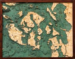San Juan Islands 3d Nautical Wood Chart 24 5 X 31