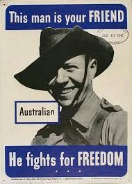 This Man Is Your Friend He Fights For Freedom Meaning The Australian He Fights For Freedom Part Of The This Man Is Your Friend Series Released During W Wwii Posters Propaganda Posters Wwii Propaganda Posters