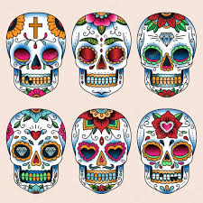 Set Of Tattoo Art Skulls In Mexican Style For Design And Decoration Mexico Tattoo Sugar Skull Illustration Art Tattoo