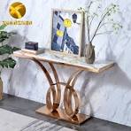 Tabela de mesa de mármore de luxo, corredor longo e estreito com base de  aço inoxidável para móveis ct036