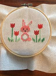 Mini bunny cross stitch patterns. Fo Mini Bunny Design By Diana Waters Handmade First Backstitching Attempt For The Whiskers Was Difficult But Overall I M Happy Crossstitch