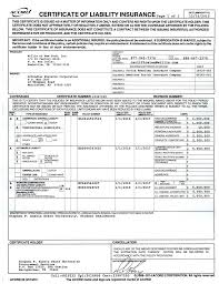 This certificate is issued as a matter of information only and confers no rights upon the certificate holder. Certificate Of Liability Insurance I