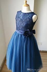 Navy Blue Lace Sweetheart Tulle Keyhole Flower Girl Dress Tutu Kids Children Junior Bri Girls White Dress Flower Girl Dresses Tutu Navy Blue Bridesmaid Dresses
