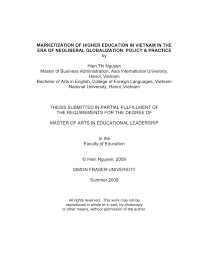 Pdf Marketization Of Higher Education In Vietnam In The Era Of Neoliberal Globalization Policy Practice By Hien Nguyen