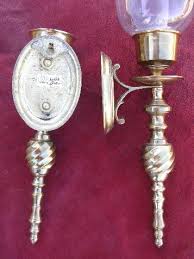 Outstanding quality handcrafted hurricane candle sconce. Polished Brass Wall Sconces For Candles Candle Sconce Pair W Glass Hurricane Shades