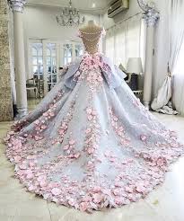 Pink Floral Flowers Beaded Lace Ball Gowns Light Blue Wedding Dresses Backless Wedding Wedding Dresses Quinceanera Dresses Blue