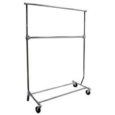 97 collapsible salesman rolling rack with double hangrail 253 Collapsible Salesman Garment Rack Retail Apparel Racks By Grand Benedicts Store Fixtures
