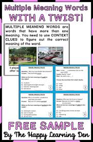 Multiple Meaning Words Activities Freebie Multiple Meaning Words Multiple Meaning Multiple Meaning Words Activities