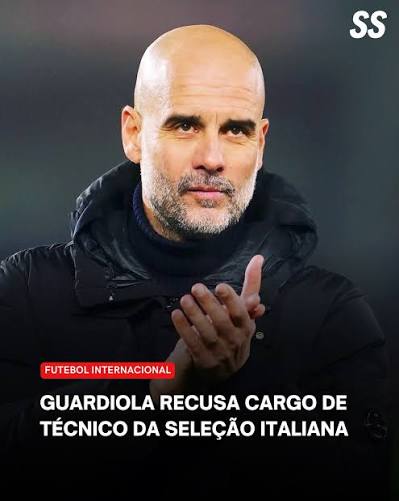 Pep Guardiola recusa proposta da Federa&ccedil;&atilde;o Italiana para assumir o comando da sele&ccedil;&atilde;o. Guardiola analisou a proposta esta semana, mas deseja dedicar tempo &agrave; fam&iacute;lia, recarregar as energias e retornar ao futebol