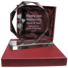 The traditional 35th anniversary gift is an unusual one: Personalised 70th Platinum Wedding Anniversary Presentation Cut Glass Gift Ebay