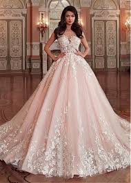 Stunning Tulle Organza Bateau Neckline Ball Gown Wedding Dress With Lace Appliques 3d Flowe Light Pink Wedding Dress Royal Wedding Gowns Ball Gowns Wedding