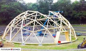 Futurum Domes Assambly Of 22m Diameter Geodesic Dome Hall Geodatische Kuppel Kuppelbau Kuppel