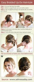 Easy Braided Up Do Hairstyle Hairstyles And Beauty Tips Hair Updos Updo Hairstyles Tutorials Medium Hair Styles