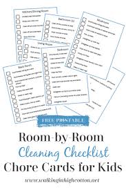 Free printable end of year peep tags from sissyprint : Room By Room Cleaning Checklist Chore Cards For Kids Free Printable Walking In High Cotton