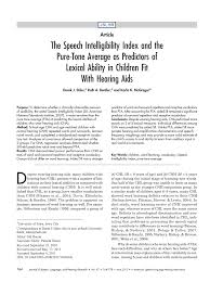 Pdf The Speech Intelligibility Index And The Pure Tone