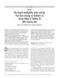 pdf the speech intelligibility index and the pure tone