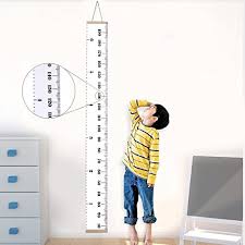 Jeteven Kids Growth Chart Hanging Ruler Roll Up Wood Frame