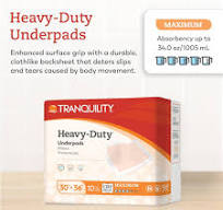 Tranquility Heavy-Duty Disposable Underpads, Durable Tear Resistant  Backsheet for Furniture, Bed and Wheelchair Incontinence Protection,  Maximum ...