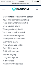 Let S Go In The Garden You Ll Find Something Waiting Everything Stays By Marceline S Mom Adventure Time Lyrics Adventure Time Songs Marceline Songs