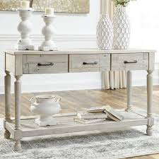 Signature Design By Ashley Shawnalore Ottoman Cocktail Table In Whitewash Nebraska Furniture Mart Sofa Table Wood Console Table Wood Console